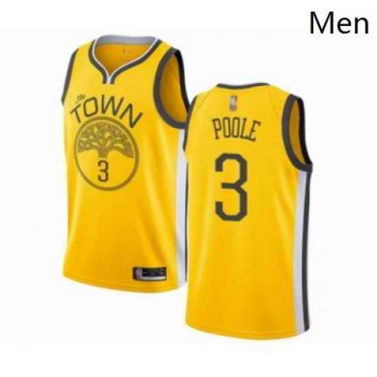 Mens Golden State Warriors 3 Jordan Poole Yellow Swingman Jersey Earned Edition
